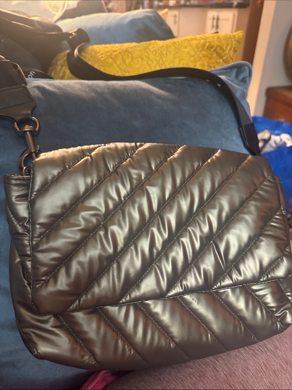 THINK ROYLN Quilted Puffer Crossbody Bag - Metallic Bronze